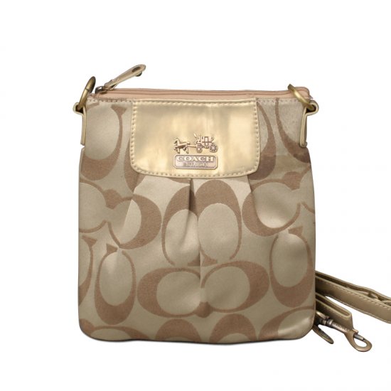 Coach Logo C Monogram Small Khaki Crossbody Bags EQQ | Women - Click Image to Close